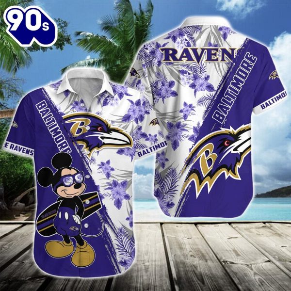 Baltimore Ravens Team NFL Mickey Hawaiian Beach Shirt