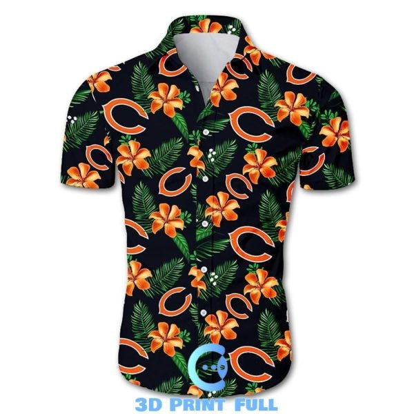 Beach Vibes NFL Chicago Bears Tropical Flower Hawaiian Shirt in White