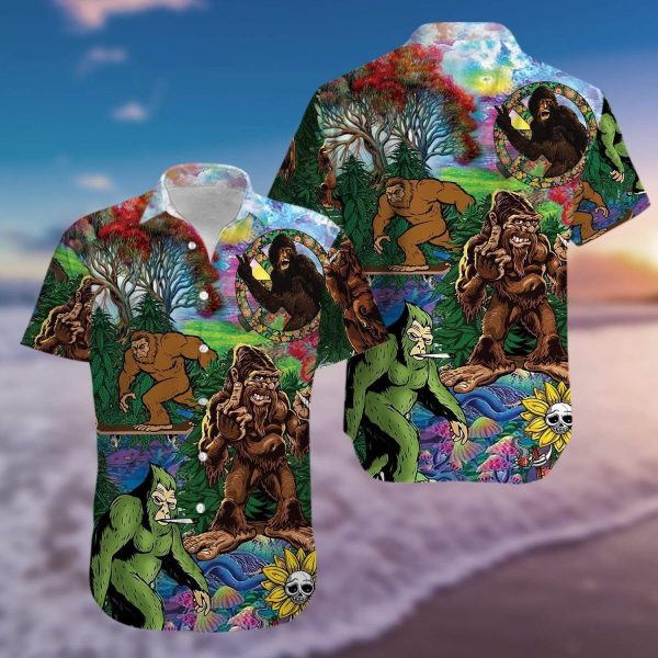 Bigfoot Wild Free Hippie Hawaiian Shirt Beachwear For Men Gifts For Young Adults