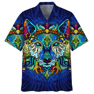 Boho Wolf Hippie Hawaiian Shirt Beachwear For Men Gifts For Young Adults