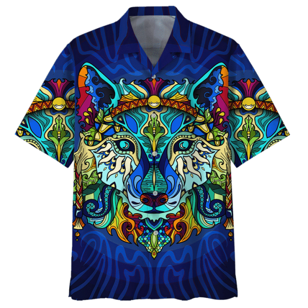 Boho Wolf Hippie Hawaiian Shirt Beachwear For Men Gifts For Young Adults