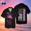 Breast Cancer Awareness Be a Warrior Not A Worrier Flamingo Graphic Print Hawaiian Shirt