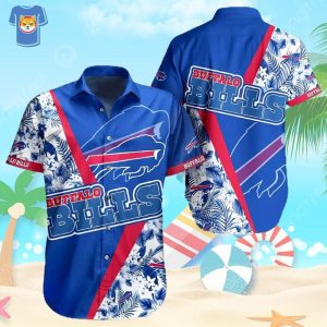 Buffalo Bills Hawaiian Shirt Blue Tropical Flowers Summer Beach Gift