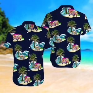 Camping Van Car Tropical Hippie Hawaiian Shirt Beachwear For Men Gifts For Young Adults