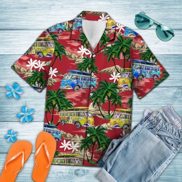 Car Palm Islred Best Design Hippie Hawaiian Shirt Beachwear For Men Gifts For Young Adults