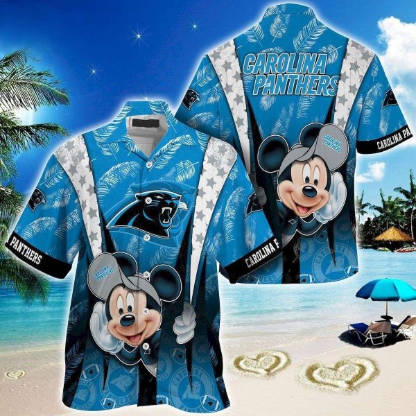 Carolina Panthers Logo Mickey Mouse Disney NFL Hawaiian Shirt