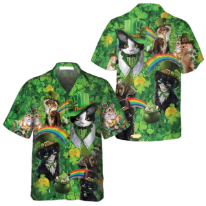 Cats Saint Patricks Day Aloha Hawaiian Shirts