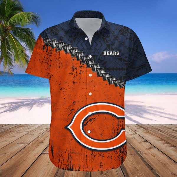 Chicago Bears Hawaii Shirt Grunge Polynesian Tattoo NFL