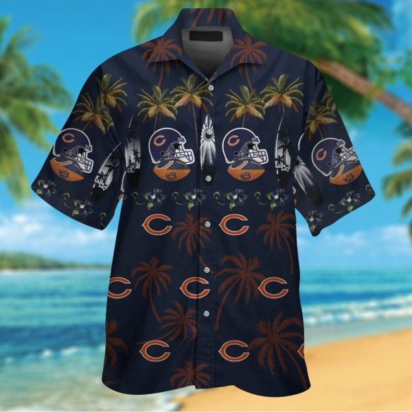 Chicago Bears Short Sleeve Button Up Tropical Hawaiian Shirt