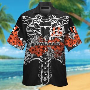 Cincinnati Bengals Short Sleeve Button Up Tropical Hawaiian Shirt VER033