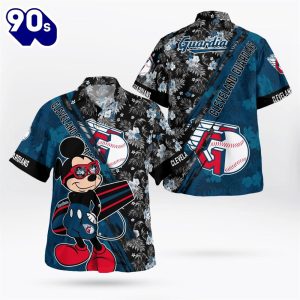 Cleveland Guardians Mickey Mouse Floral Short Sleeve Hawaii Shirt