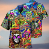 Colorful Skull Hippie Hawaiian Shirt Beachwear For Men Gifts For Young Adults