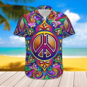 Colorful Unique Design Hippie Hawaiian Shirt Beachwear For Men Gifts For Young Adults