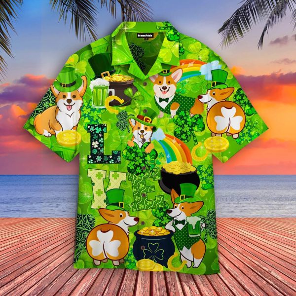 Corgi Happy Saint Patrick's Day Aloha Hawaiian Shirts