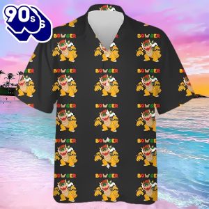 Cute Bowser Super Mario character Hawaiian shirt