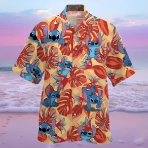 Cute Stitch Red Tropical Lilo And Stitch Summer Vibes Hawaiian Shirt