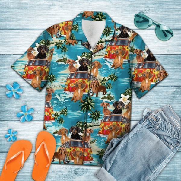 Dachshund Summer Hippie Hawaiian Shirt Beachwear For Men Gifts For Young Adults