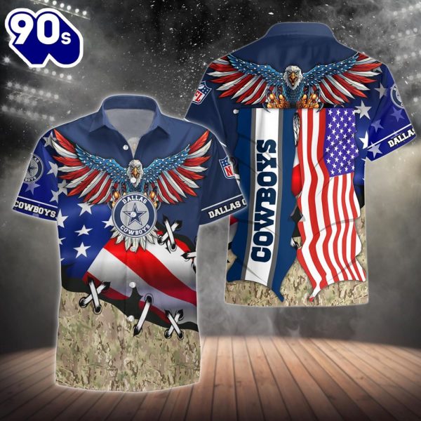 Dallas Cowboys NFL Eagle Flaq 4th Of July Hawaiian Shirt