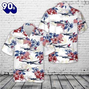 Delta Airlines 767 4th Of July Hawaiian Shirt