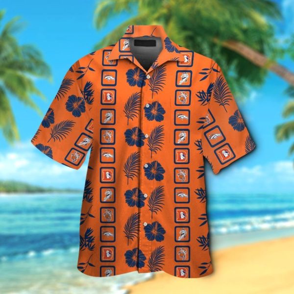 Denver Broncos Short Sleeve Button Up Tropical Hawaiian Shirt VER025