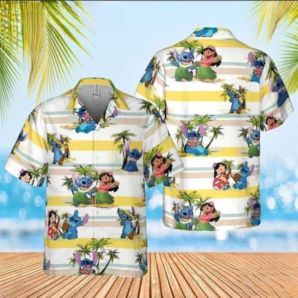 Disney Hawaiian Shirt Summer Beach Cool Lilo And Stitch Disney Aloha Button Up Shirt