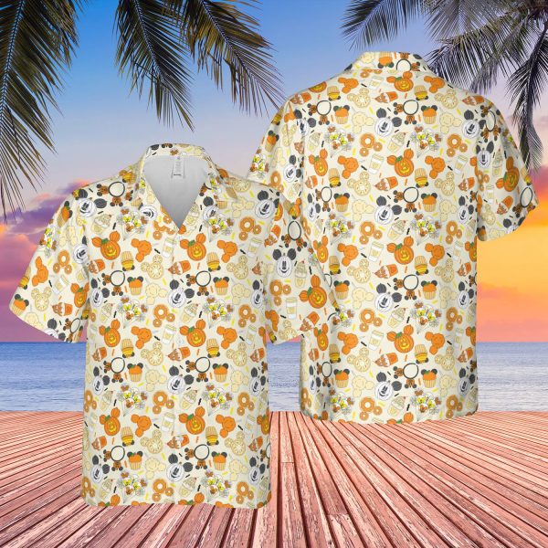 Disney Hawaiian Shirt Summer Beach Halloween Snacks Disney Aloha Button Up Shirt