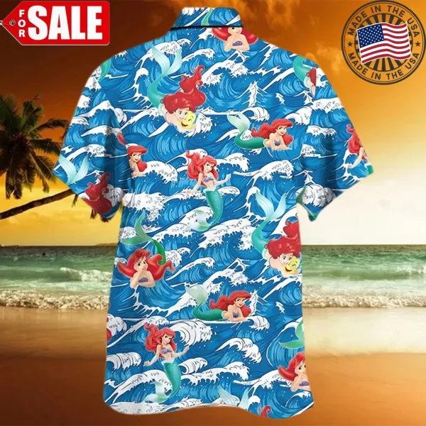 Disney Hawaiian Shirt Summer Beach Little Mermaid Disney Aloha Button Up Shirt