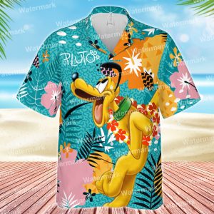 Disney Hawaiian Shirt Summer Beach Pluto Disney Aloha Button Up Shirt