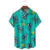 Disney Hawaiian Shirt Summer Beach Stitch Disney Pineapple Pattern Aloha Button Up Shirt