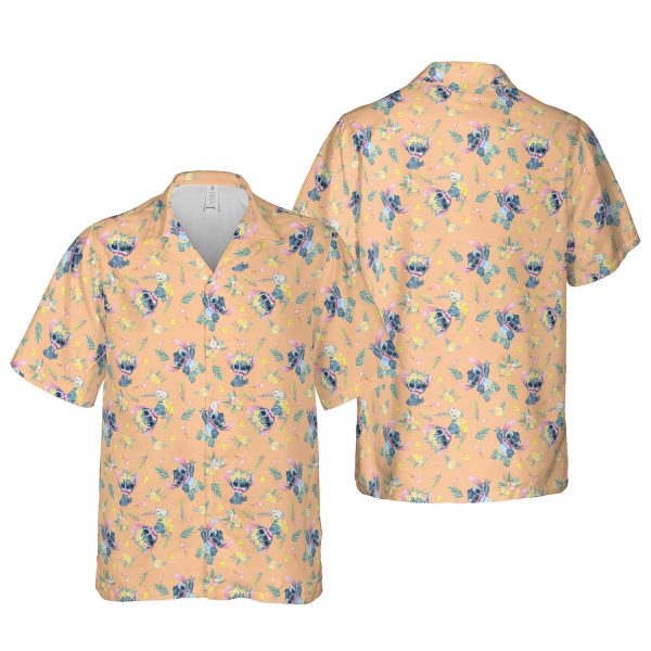 Disney Hawaiian Shirt Summer Beach Stitch Pattern Disney Aloha Button Up Shirt