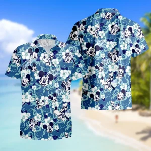 Disney Mickey Mouse Floral Aloha Summer Hawaiian Shirt