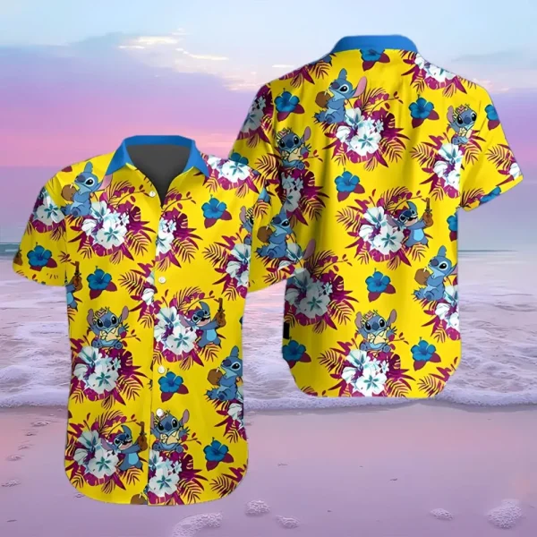 Disney Stitch Hawaiian Shirt Tropical Flower Pattern Best Beach Gift