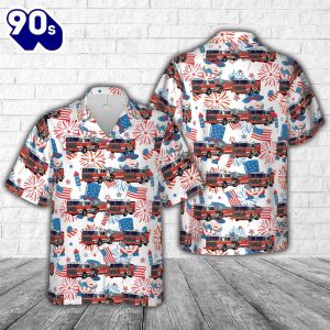 District of Columbia Fire and Emergency Medical Services Department Engine 30 Truck Da Heights 4th Of July Hawaiian Shirt