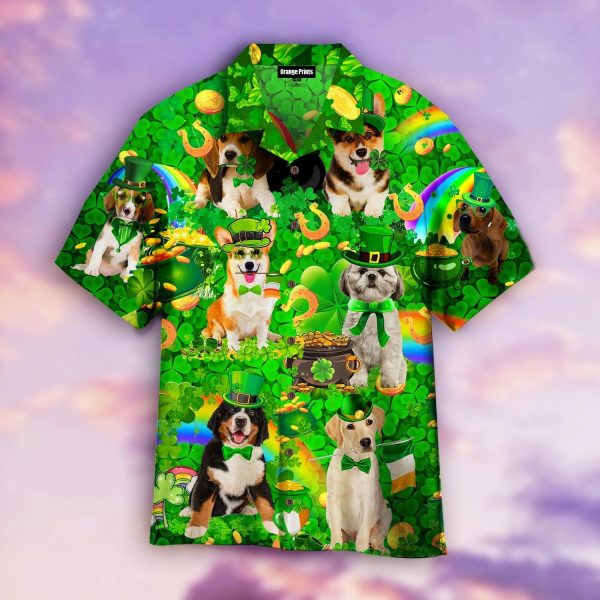 Dog Love Irish Patricks Day Aloha Hawaiian Shirts