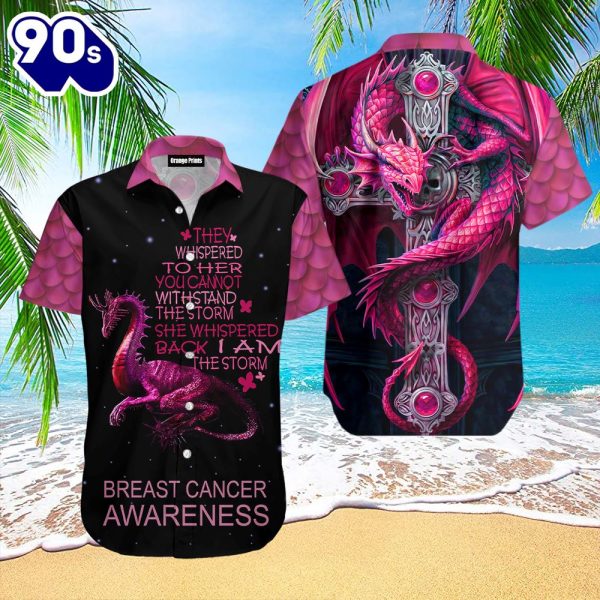 Dragon Storm Breast Cancer Awareness Hawaiian Shirt For Men amp Women Adult