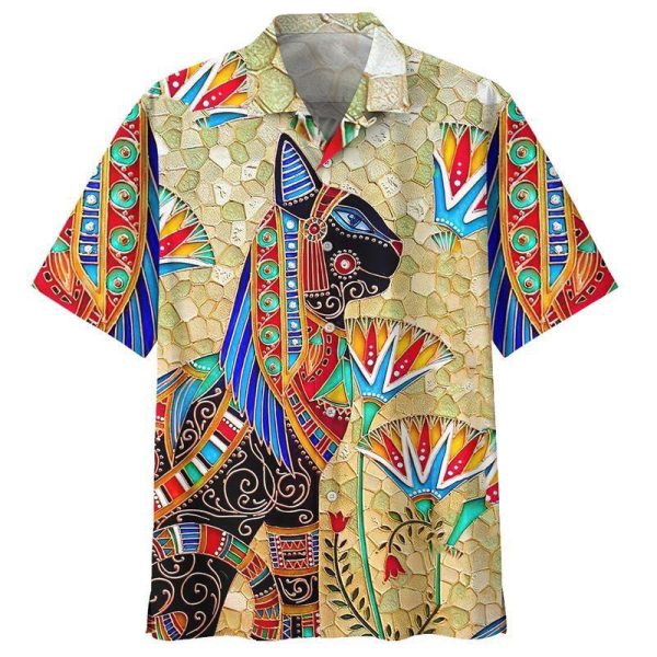 Egypt Cat Hippie Hawaiian Shirt Beachwear For Men Gifts For Young Adults