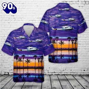 Elevated Aviator Trendsetting Trendy Hawaiian Shirt with US Air Force Bell UH Iroquois