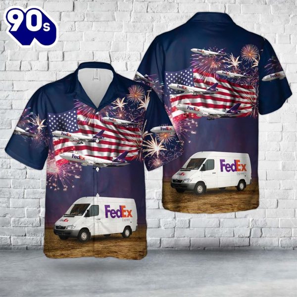 FedEx Express Delivery Van 4th Of July Hawaiian Shirt