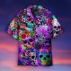 Flowers Hippies Colorful Skull Hawaiian Shirt