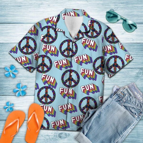 Fun Summer Blue Nice Design Hippie Hawaiian Shirt Beachwear For Men Gifts For Young Adults