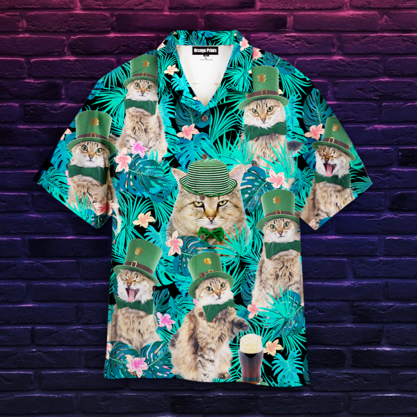 Funny Cat Happy Irish St Patricks Day Aloha Hawaiian Shirts