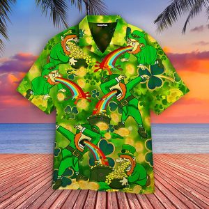 Funny Leprechaun St Patricks Day Aloha Hawaiian Shirts