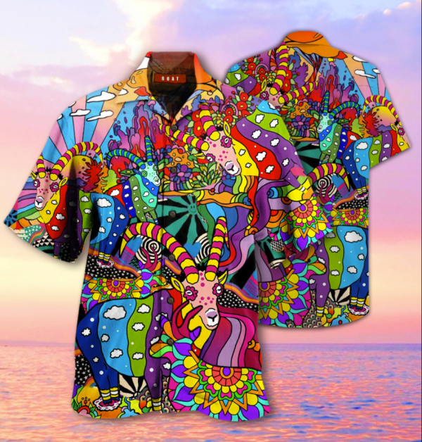 Goats Hippie Hawaiian Shirt Beachwear For Men Gifts For Young Adults