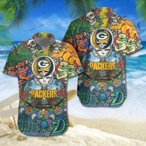 Green Bay Packers Grateful Dead NFL Gift For Fan Hawaiian Shirt Short