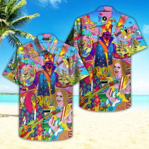 Guitar Colorful Hippie Hawaiian Shirt Beachwear For Men Gifts For Young Adults