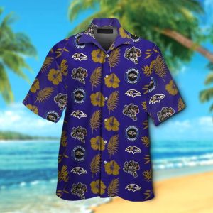 Hawaiian Baltimore Ravens Tropical Shirt Short Sleeve Button Up