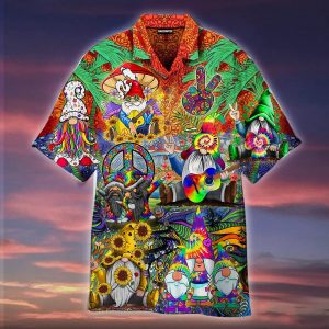 Hippies Gnome Peace Hawaiian Shirt Beachwear For Men Gifts For Young Adults