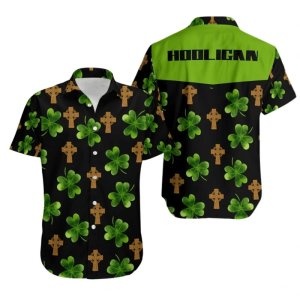 Hooligan Shamrock Irish Cross Patricks Day Hawaiian Shirt