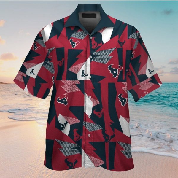 Houston Texans Short Sleeve Button Up Tropical Hawaiian Shirt