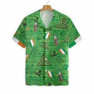 Irish And Wine Ireland Land Happy PatrickS Day Green Hawaiian Shirt